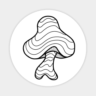 The Perfect Magic Mushroom: Trippy Wavy Black and White Contour Lines Magnet